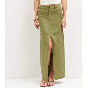 NWT Reformation Olive Green Women's Maxi Skirt